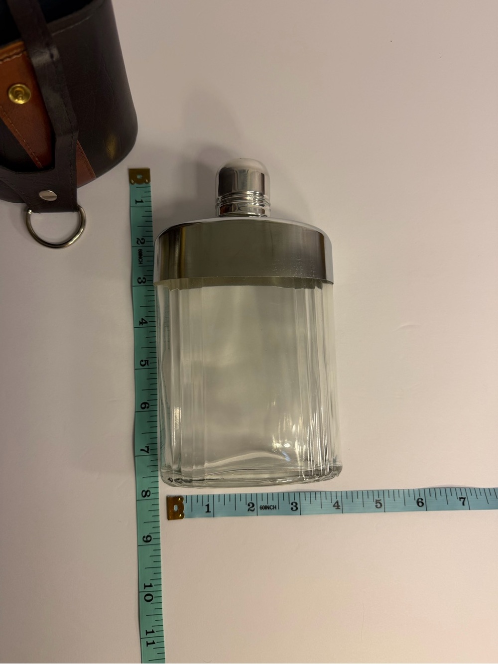 Vintage Flask w/ Faux Leather Pouch - Picture 3 of 3